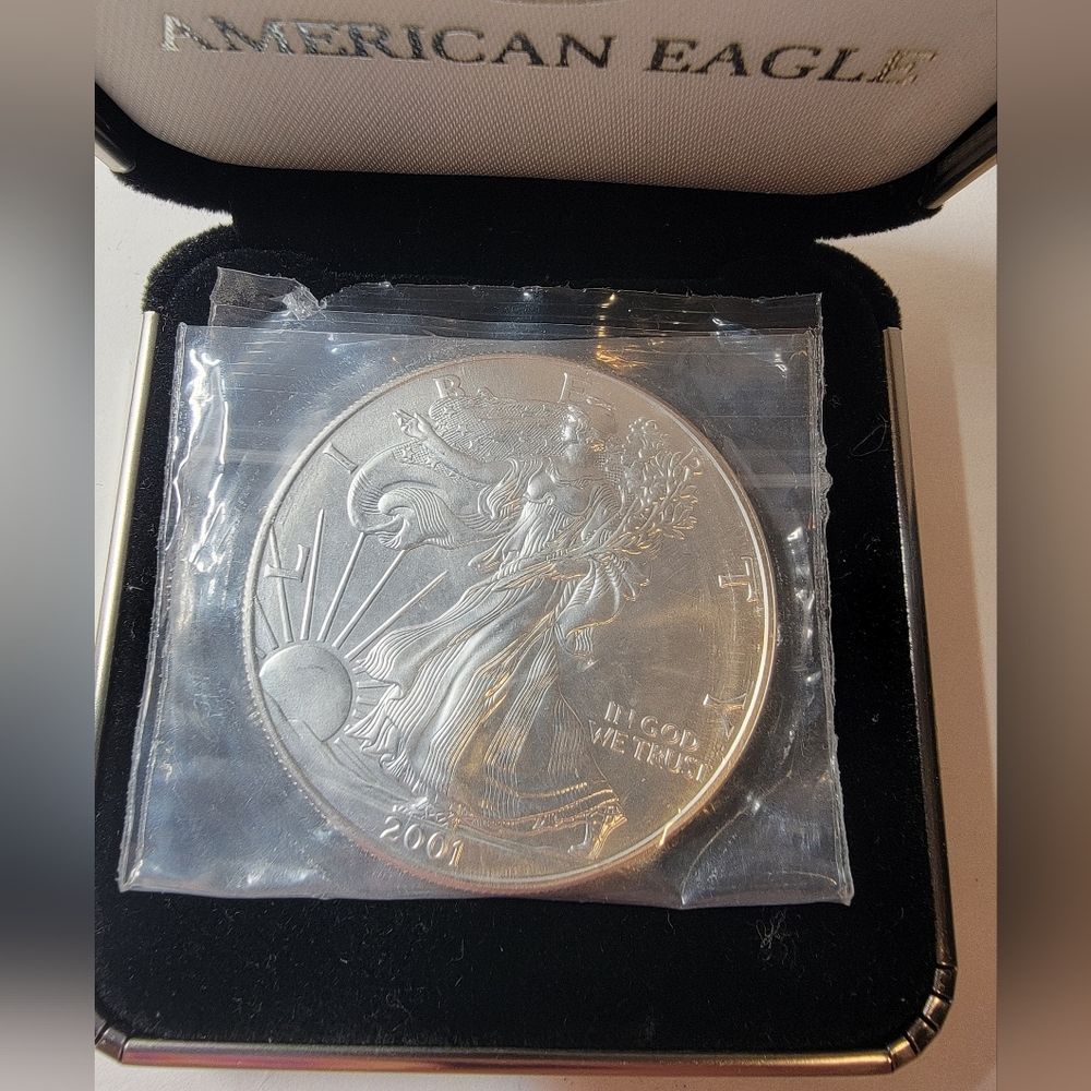 2001 Silver Eagle One Dollar Coin in Display Case Collectible - Picture 5 of 8